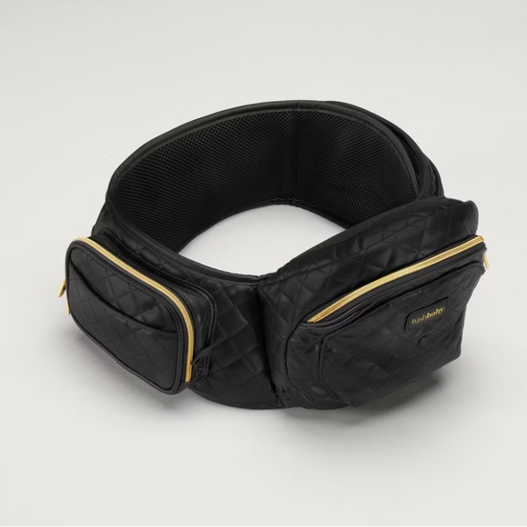 Tushbaby Vegan Leather  Black Belt Bag with Gold Accents - Picture 1 of 4